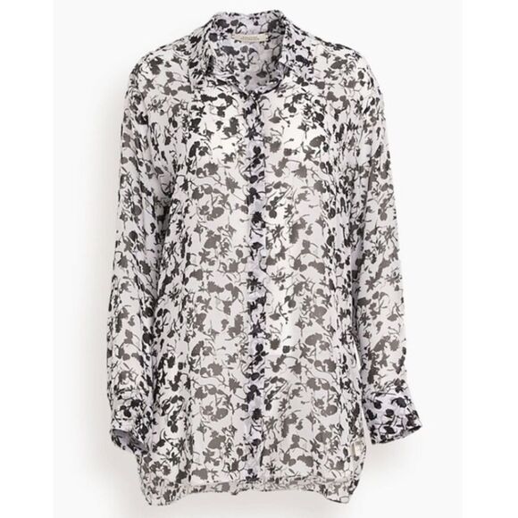 Dorothee Schumacher Women's Size XL NWT Light Blue Black Flowers Floral Blouse - Picture 6 of 14